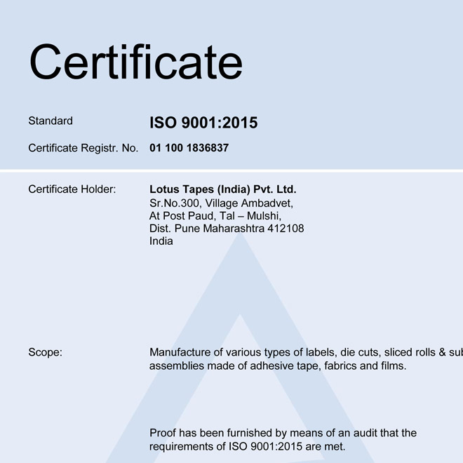 ISO 9001- 2015 Certificate