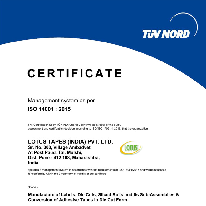 ISO 14001-2015 Certificate