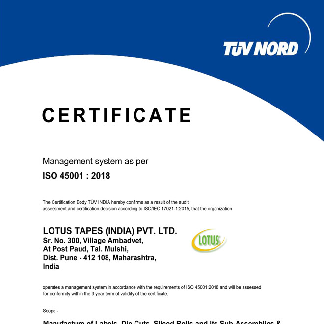 ISO 45001-2018 Certificate